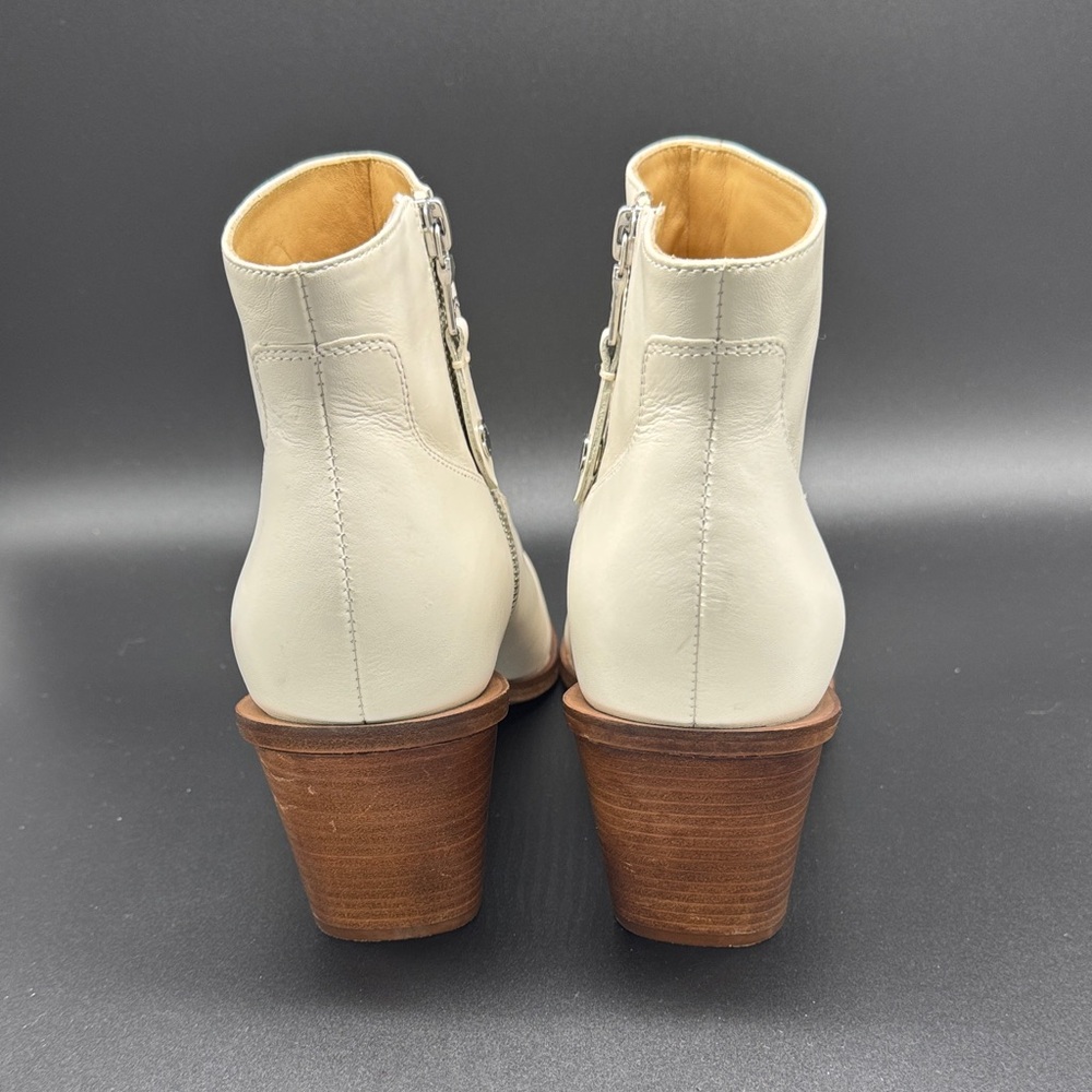 rag & bone White Leather Pointed Ankle Booties with Stacked Heel Sz 39.5 (US 9.5 - Picture 5 of 11